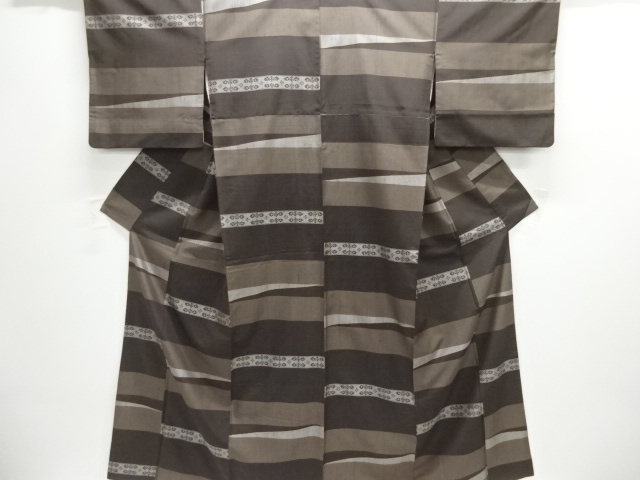 JAPANESE KIMONO / TSUMUGI / WOVEN ABSTRACT PATTERN